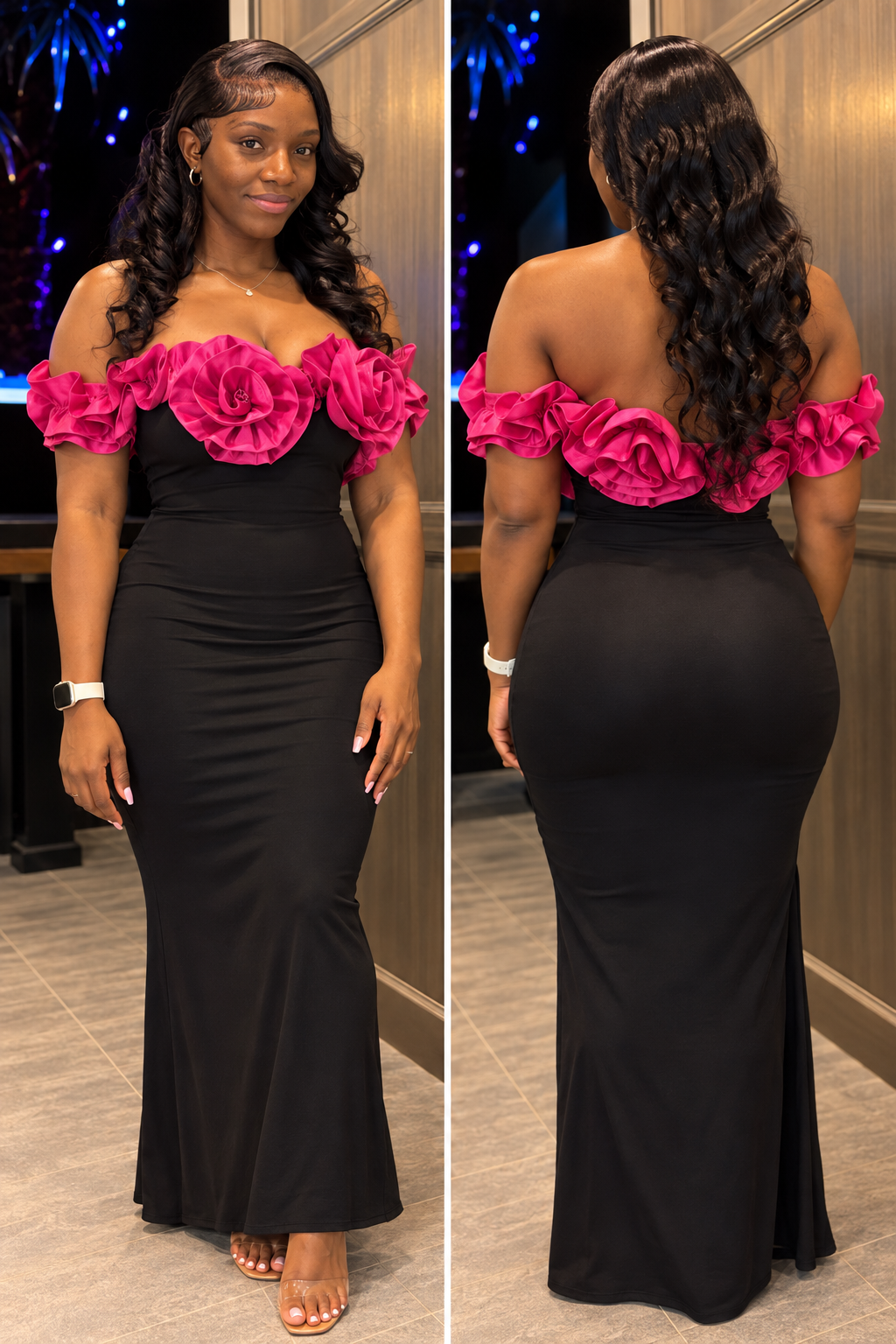 Midnight Magnolia Rosette Gown