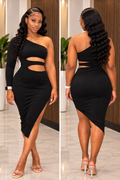 One Shoulder Maxi Dress With Waist Cut Out