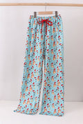 Blue christmas character print mom pajamas pants