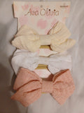 Ava Olivia 3-pack girls hair bows on card