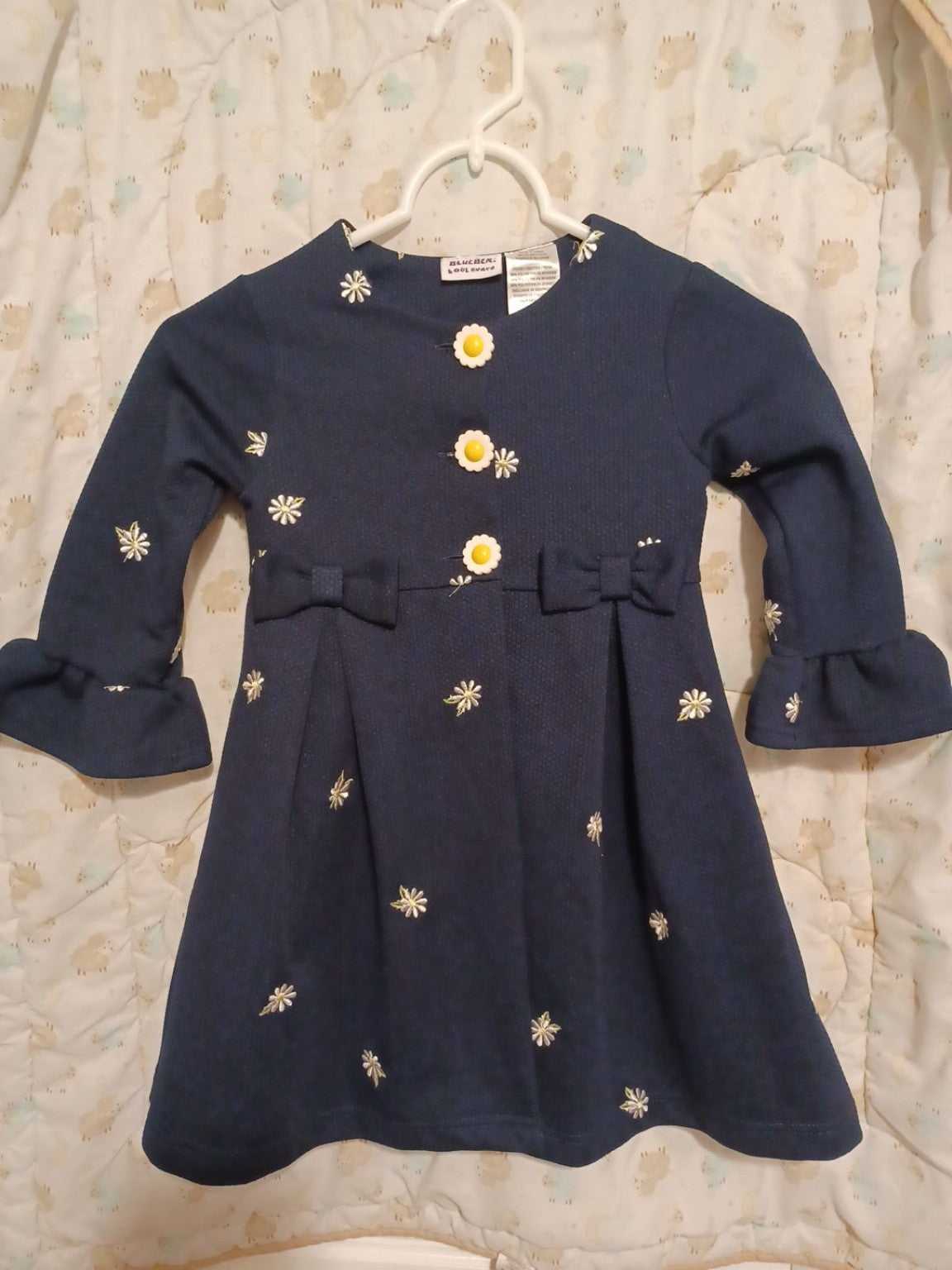 Blueberi Boulevard navy blue girls dress front view