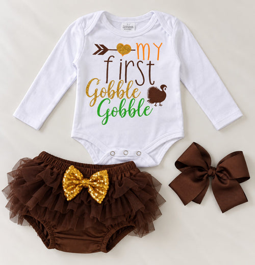 Brown 3-piece baby outfit set