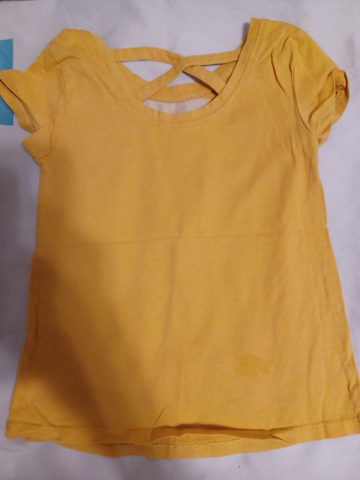 Cynthia Rowley girls size XS 4 mustard yellow graphic T-shirt back