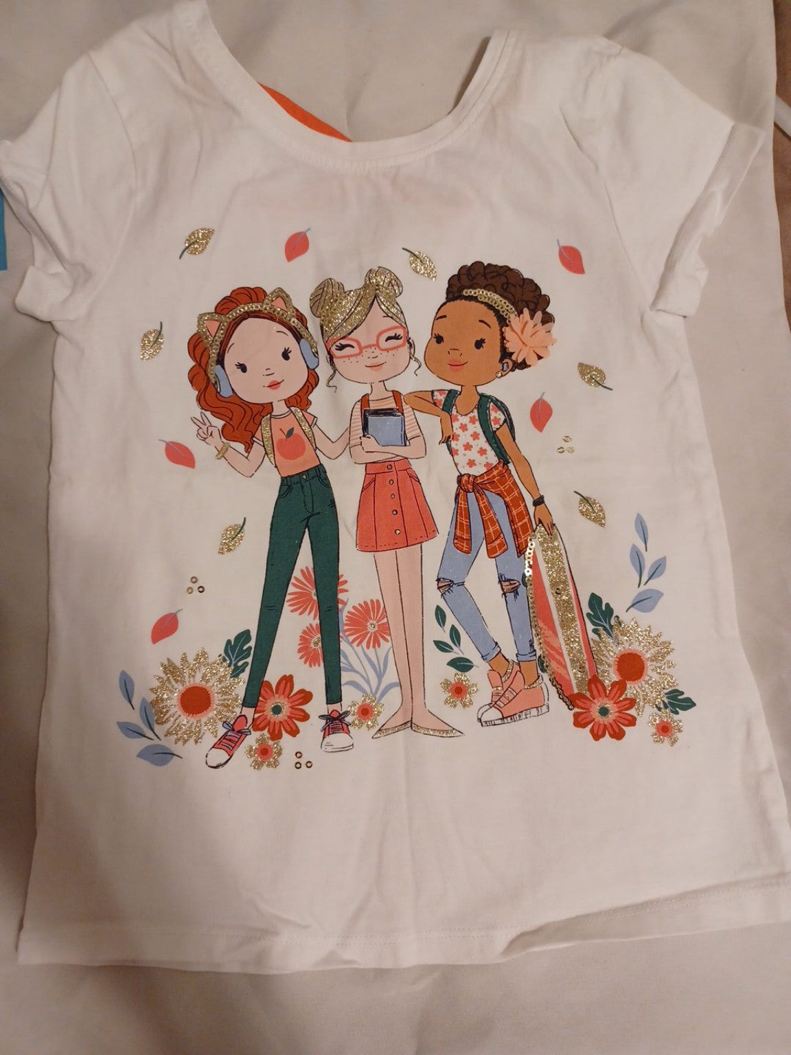 Cynthia Rowley girls size XS 4 white graphic T-shirt front