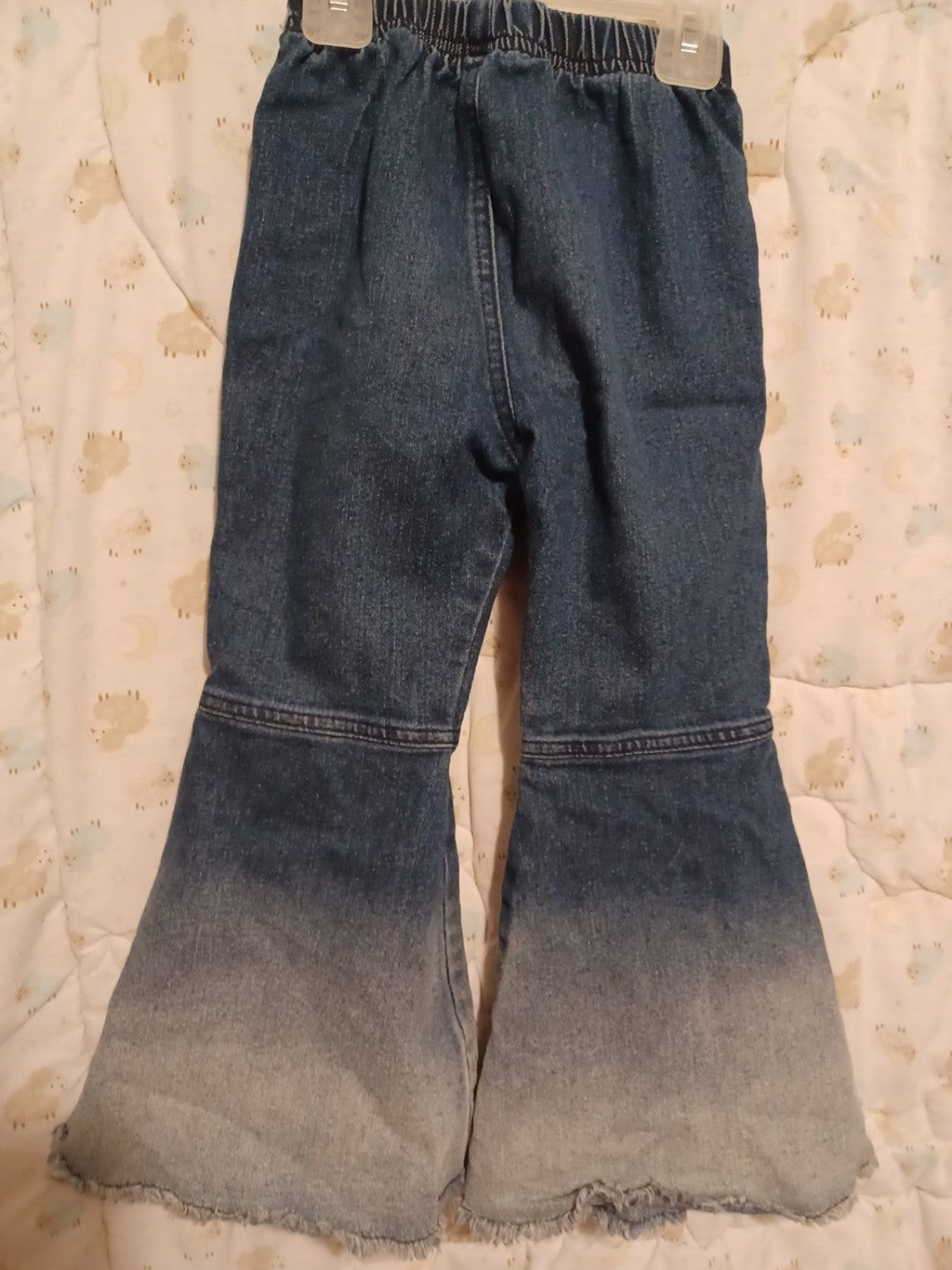Girls no-brand blue denim flare pants size 4 to 5 years back