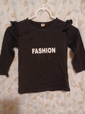 No-brand girls black long-sleeve Fashion shirt size 4T front
