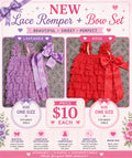 New lavender and rose lace romper and bow sets