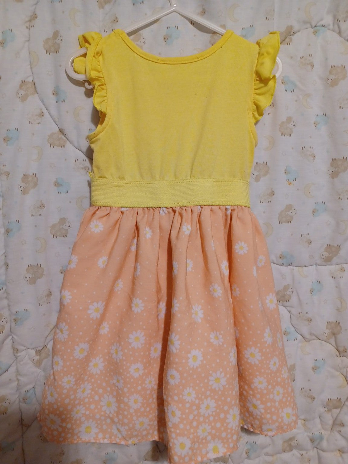 Max & Daisy yellow and peach floral girls dress back view