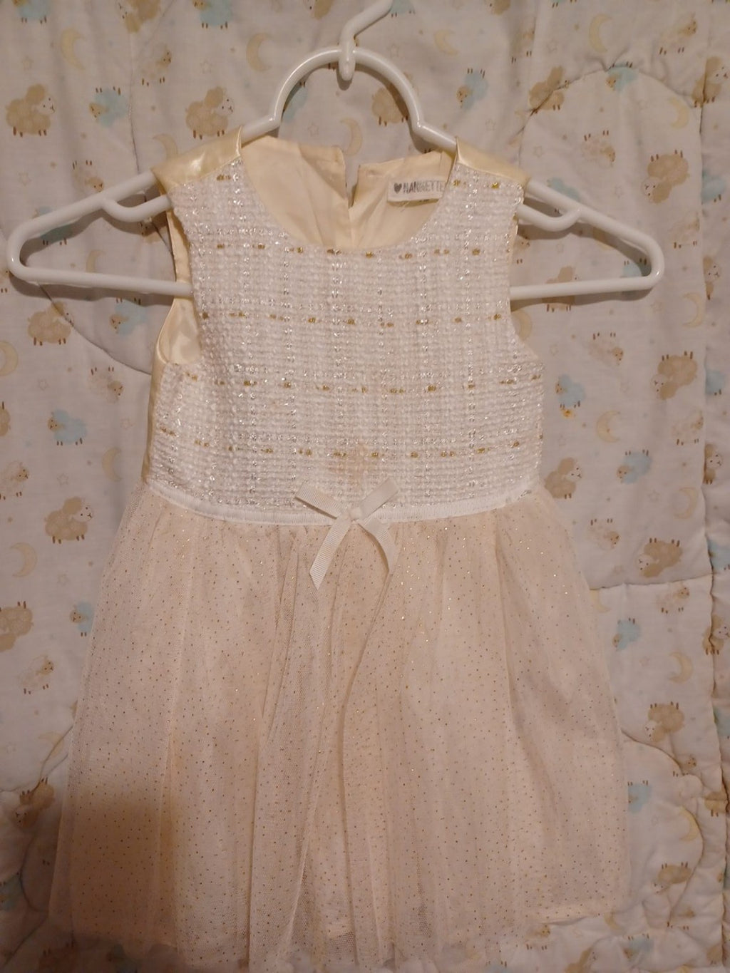 Nannette Kids white and gold girls dress back