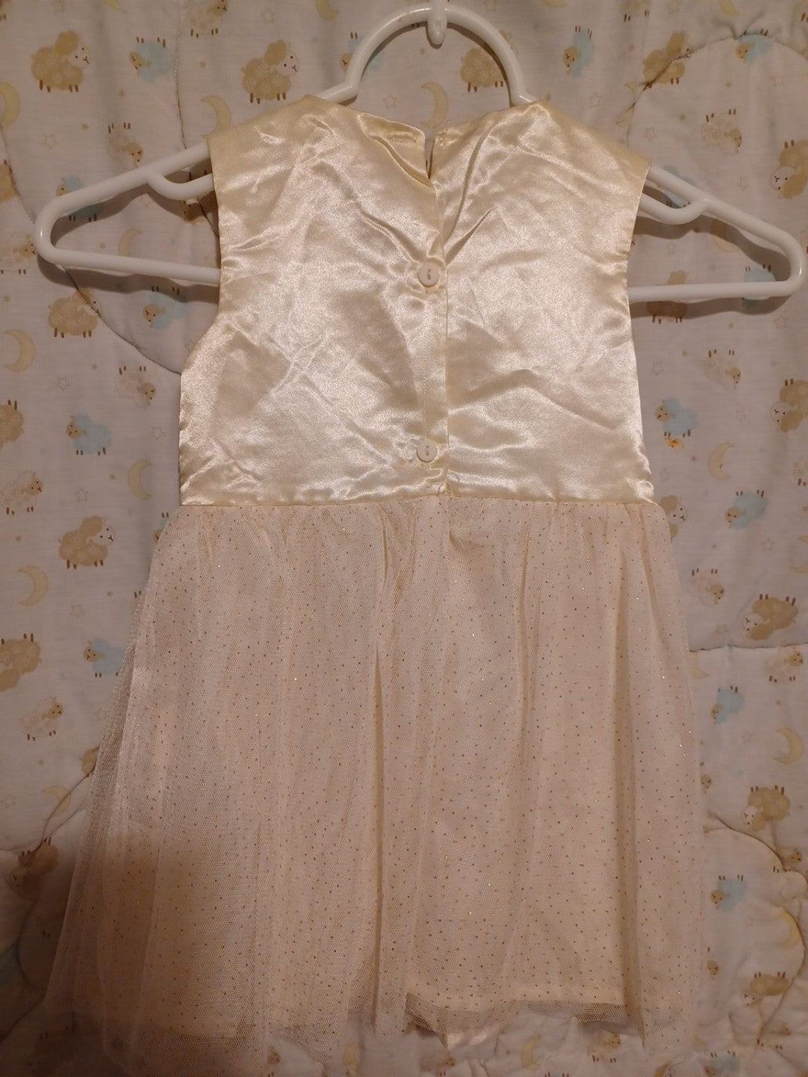 Nannette Kids white and gold girls dress satin and tulle detail