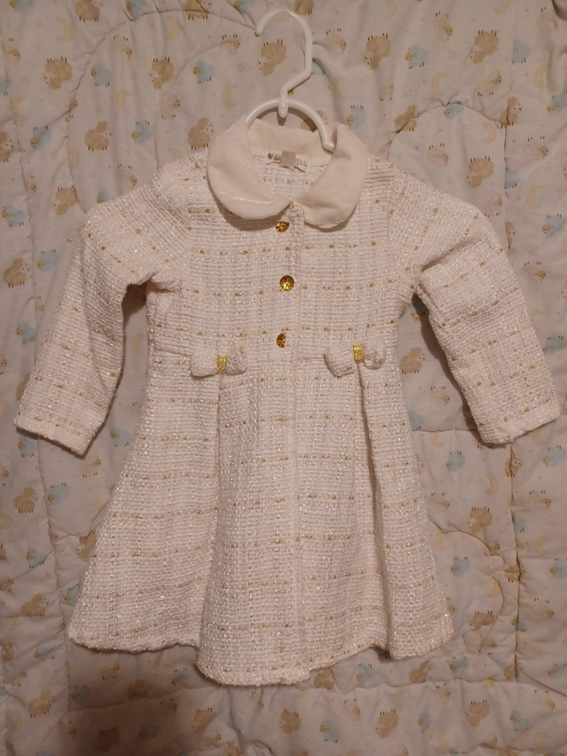 Nannette Kids white and gold girls dress front