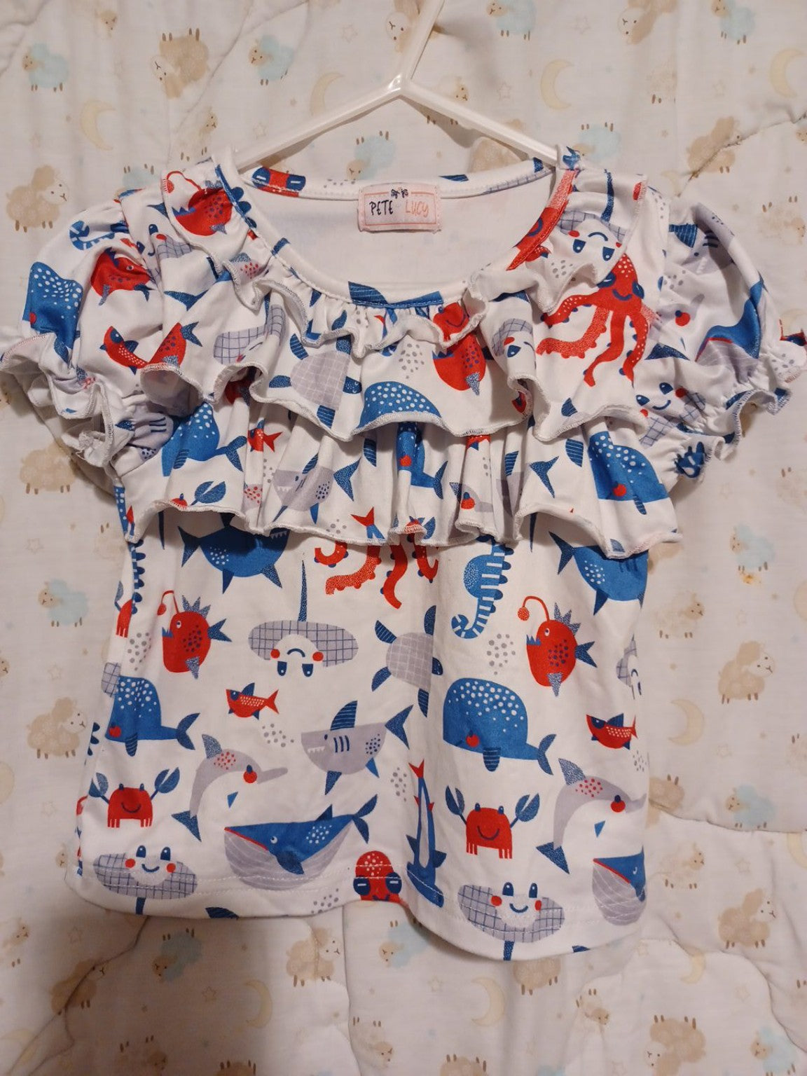 Pete + Lucy ocean print top front view