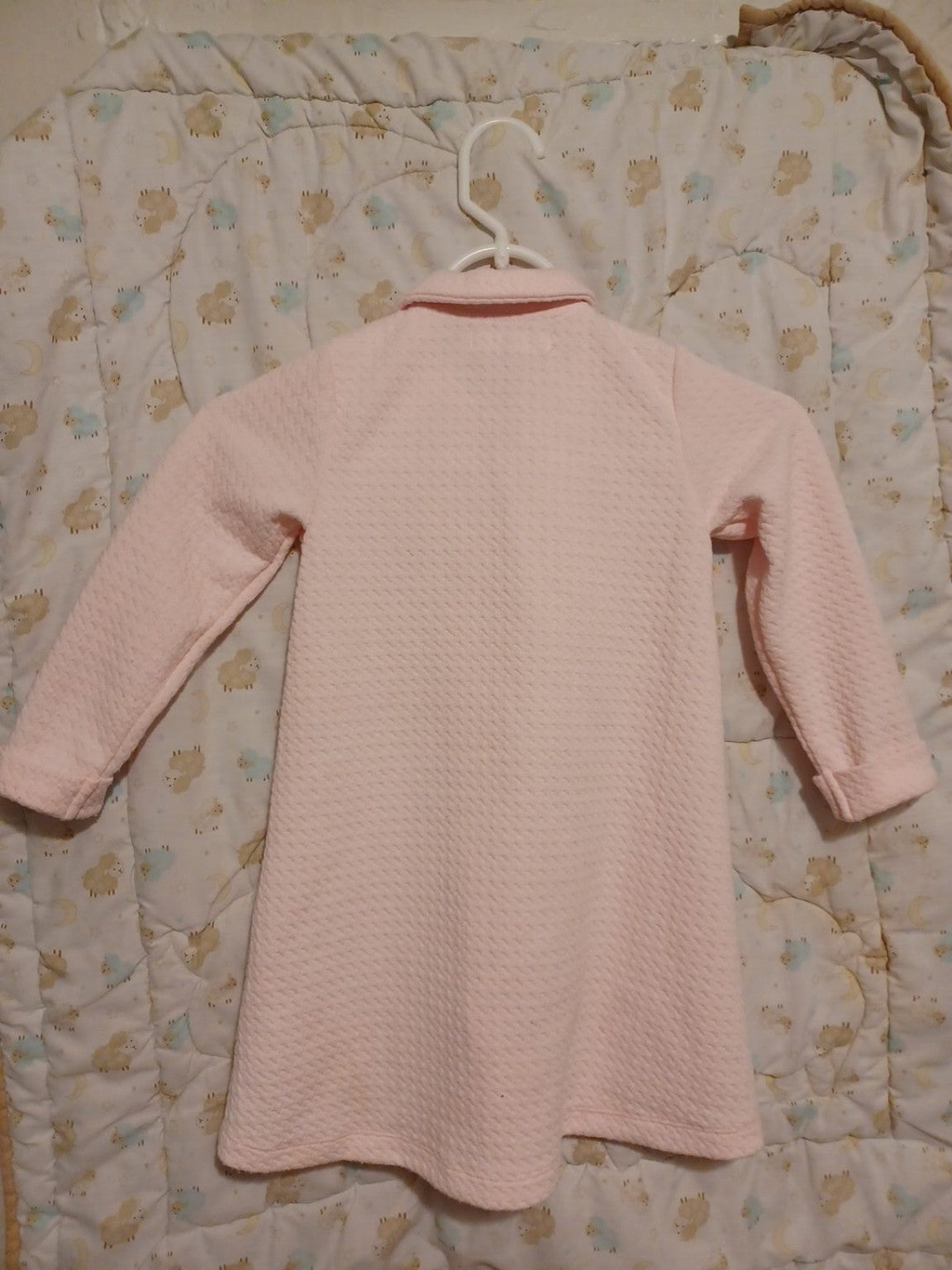 Preloved pink textured girls coat, back view