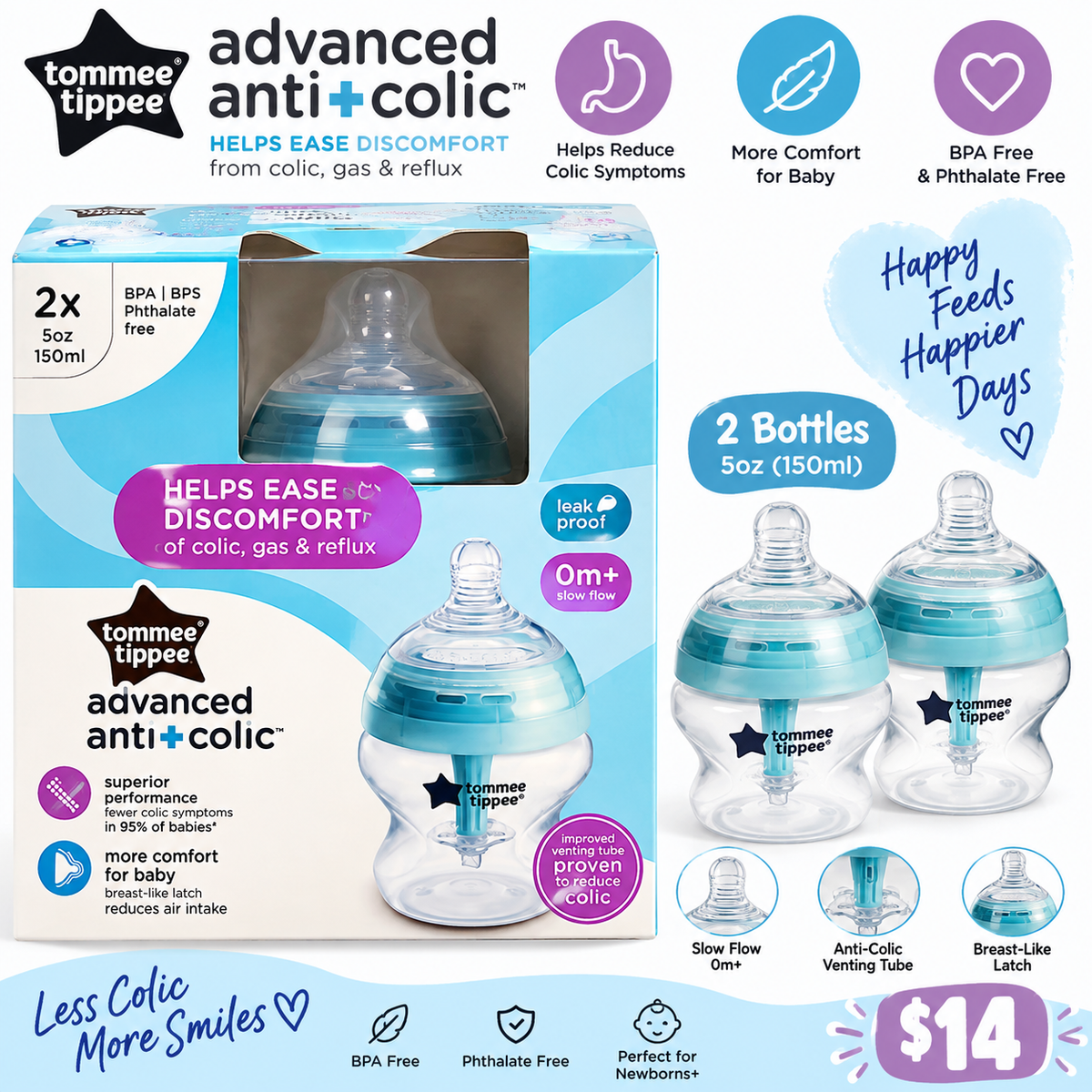 Tommee Tippee Advanced Anti-Colic bottles 2 pack