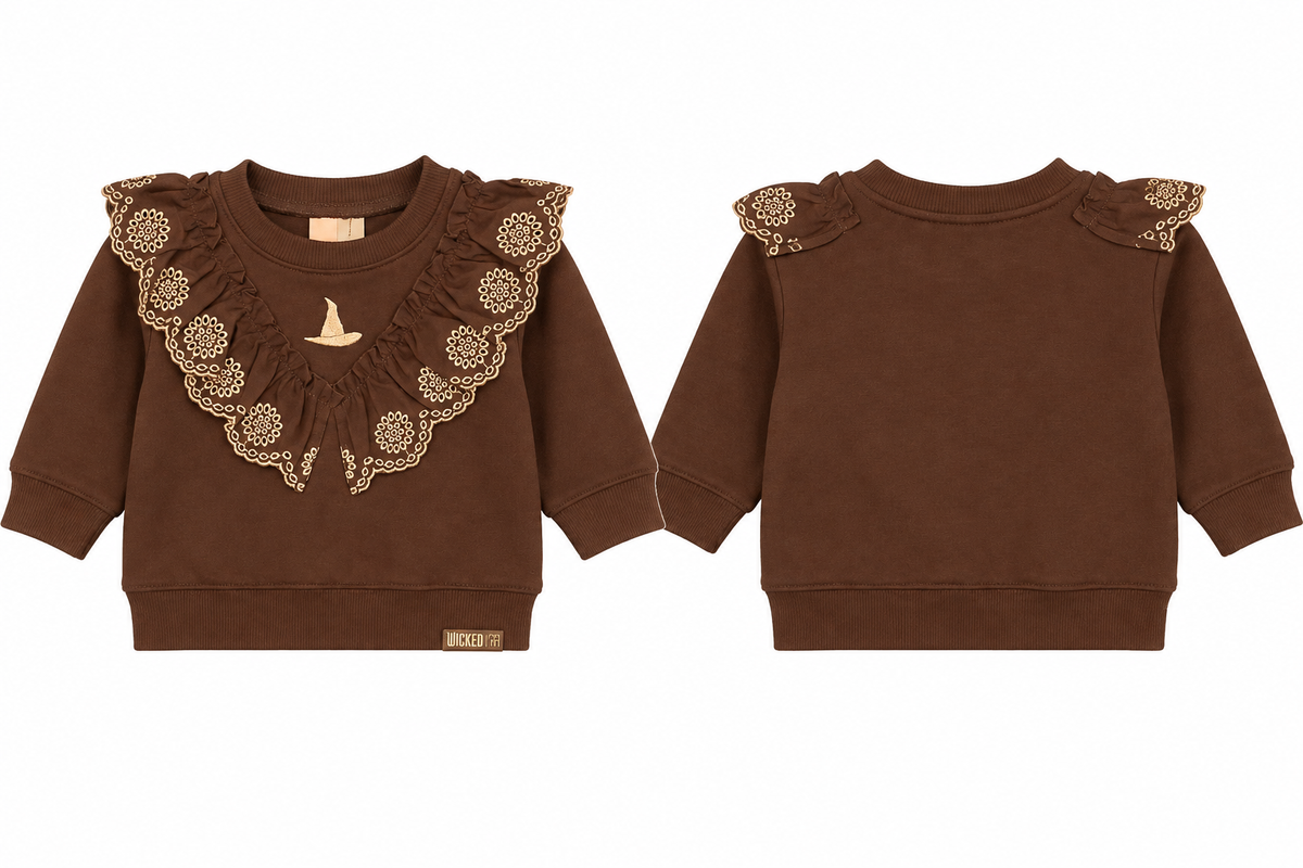 Brown Wicked baby sweatshirt front and back